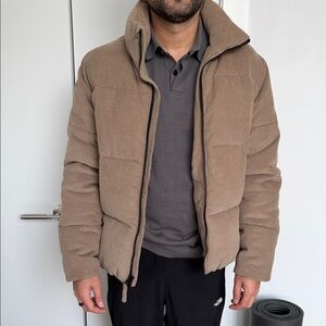 Abercrombie Men's Tan Corduroy Puffer Jacket S